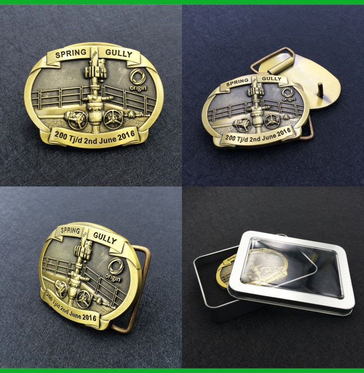 Custom antique gold origin buckles 1